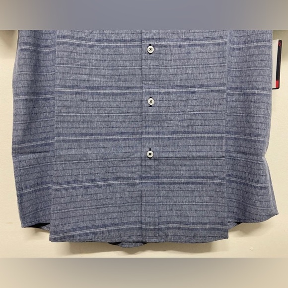 Flag & Anthem Mens Plaid Shirt Button Up Medium Blue Navy Stretch Lightweight - Picture 8 of 13